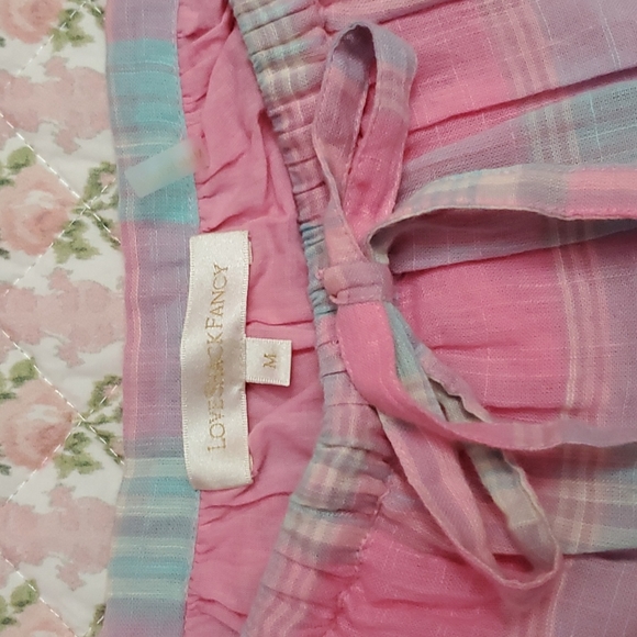 Loveshackfancy Lyla pink plaid midi skirt cotton M - Picture 9 of 11